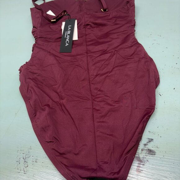 La Blanca Women's Small Bathing Swim Suit Dark Cherry 1 piece NWT - Picture 5 of 5